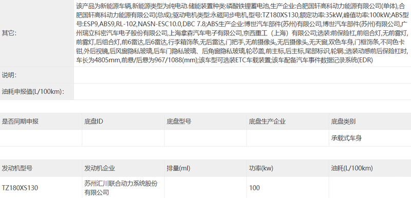 全新埃安AION S申报图 提供丰富选装配件